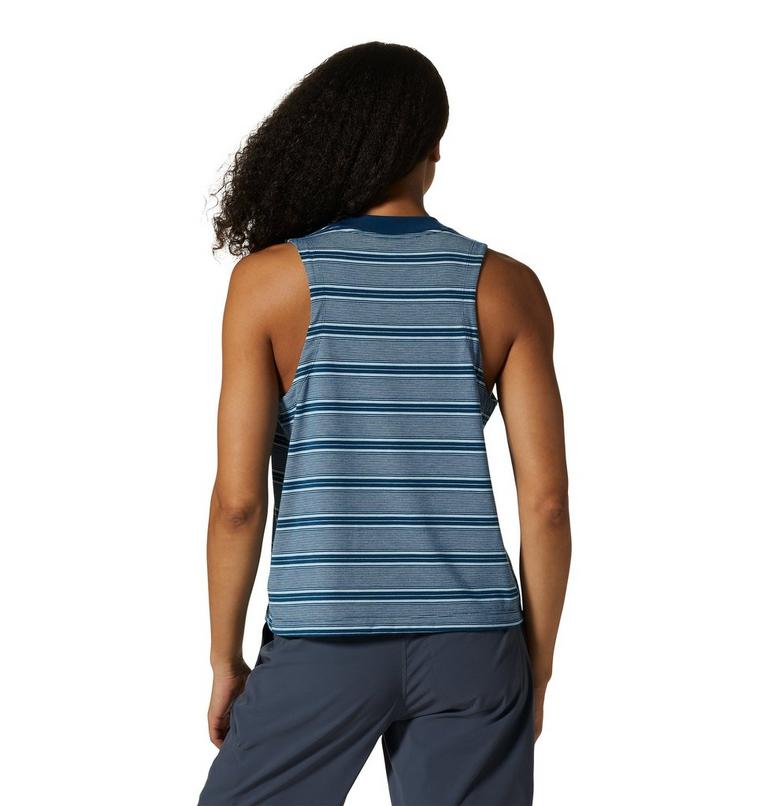 Women's Wander Pass Tank, Color: Dark Caspian Pacific Stripe, image 2