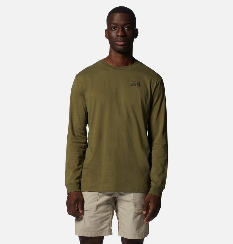 Men's MHW Back Logo Long Sleeve, Color: Combat Green, image 1