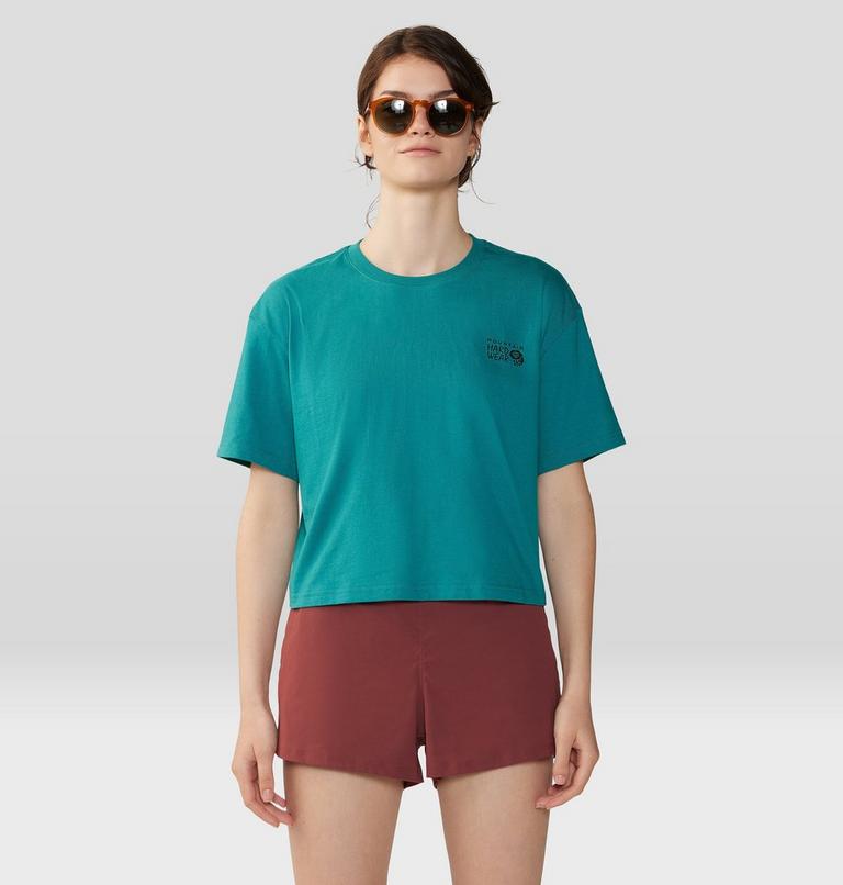 Women's MHW Logo in a Box Crop Short Sleeve, Color: Wintermint, image 6