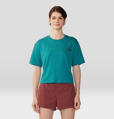 Women's MHW Logo in a Box Crop Short Sleeve, Color: Wintermint, image 13