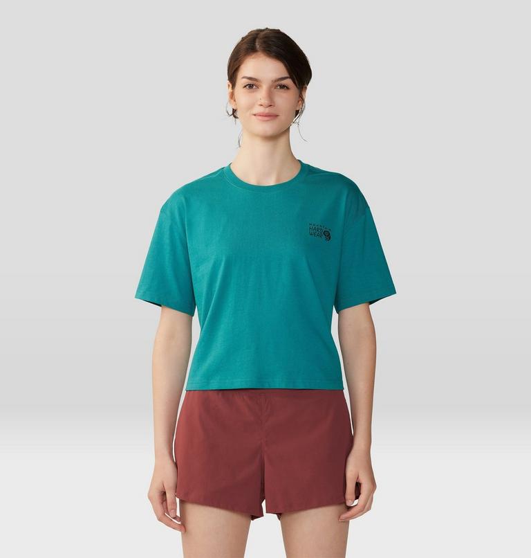 Women's MHW Logo in a Box Crop Short Sleeve, Color: Wintermint, image 1
