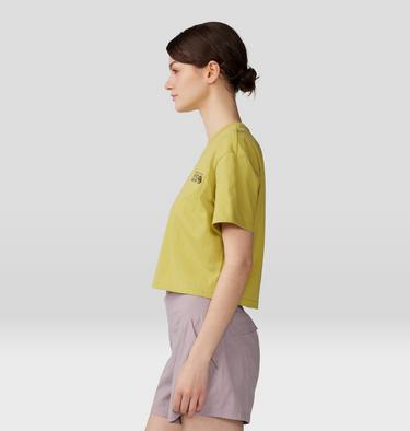 Women's MHW Logo in a Box Crop Short Sleeve, Color: Bright Olive, image 7
