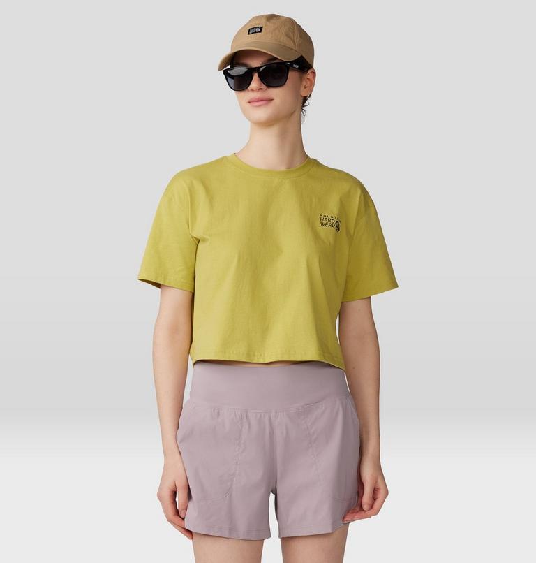 Women's MHW Logo in a Box Crop Short Sleeve, Color: Bright Olive, image 6