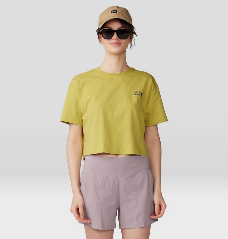 Women's MHW Logo in a Box Crop Short Sleeve, Color: Bright Olive, image 7