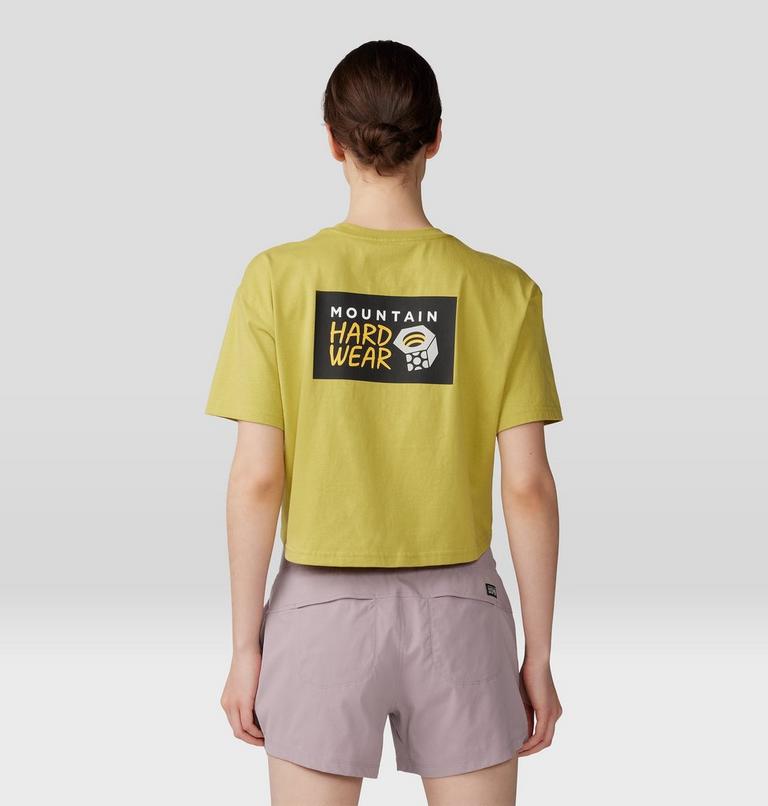 Women's MHW Logo in a Box Crop Short Sleeve, Color: Bright Olive, image 2