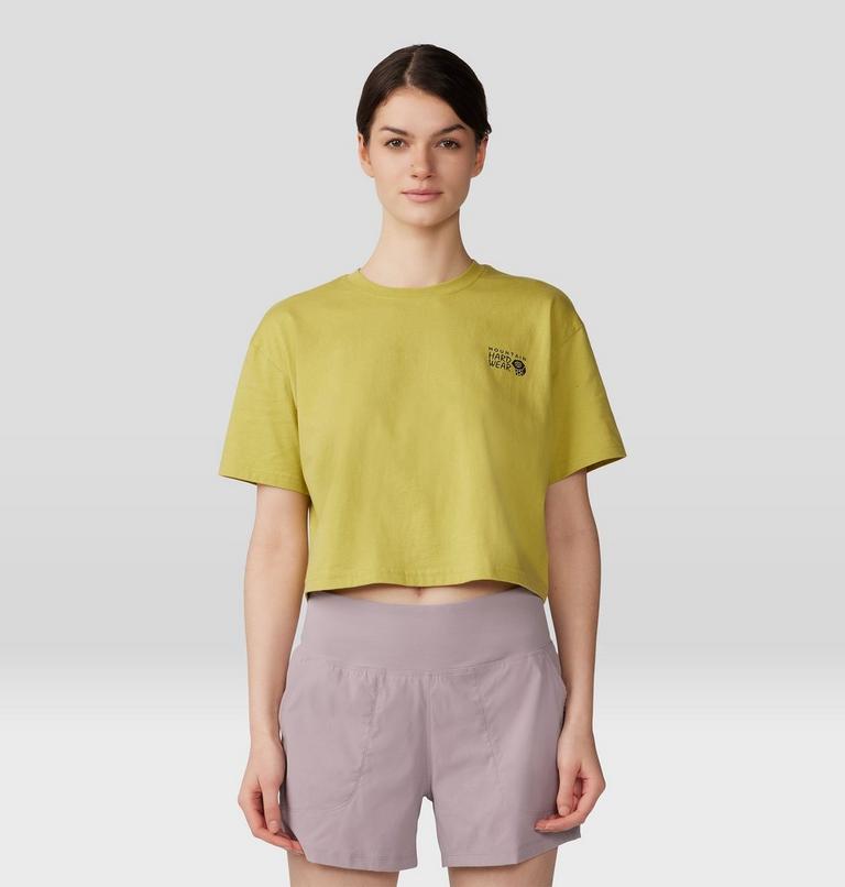 Women's MHW Logo in a Box Crop Short Sleeve, Color: Bright Olive, image 1