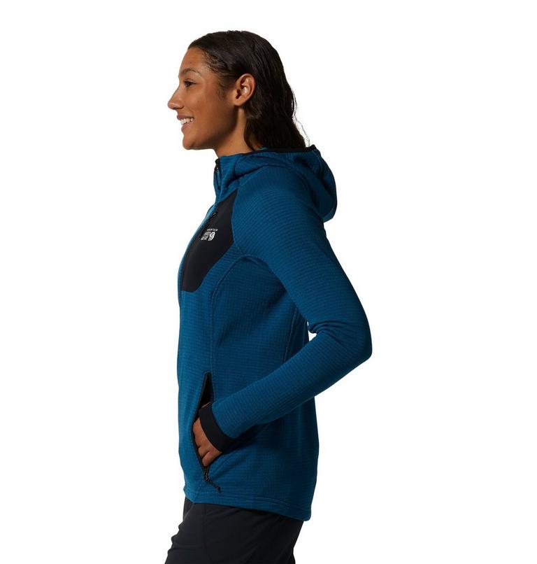 Women's Polartec® Power Grid Full Zip Hoody, Color: Vinson Blue Heather, image 3