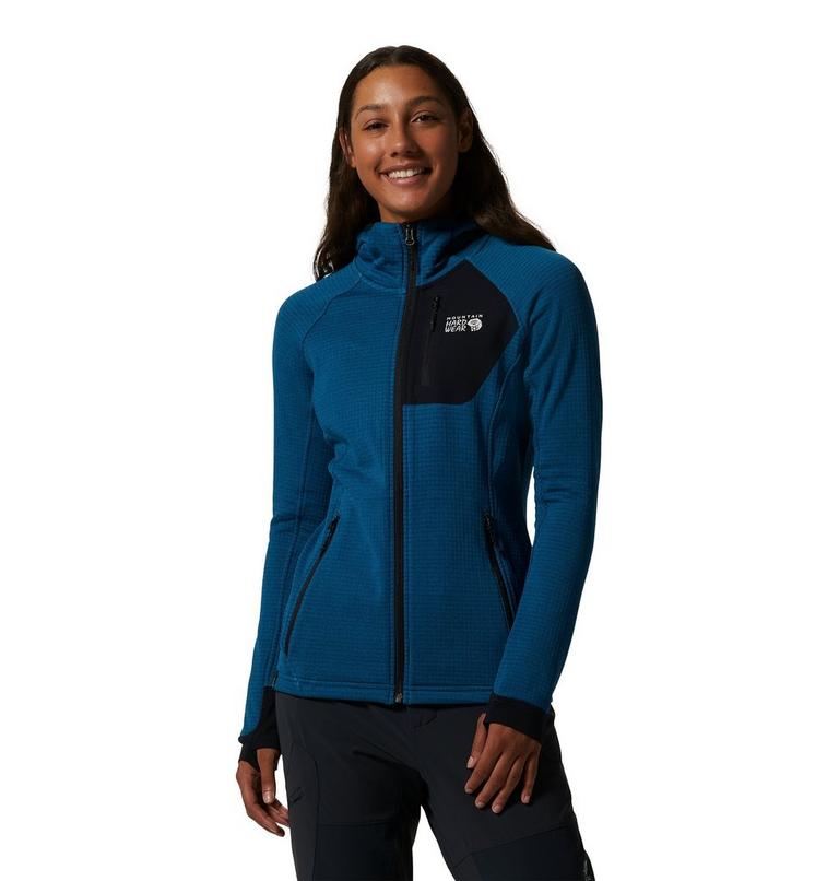 Women's Polartec® Power Grid Full Zip Hoody, Color: Vinson Blue Heather, image 1