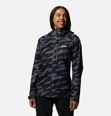 Manteau Stretch Ozonic Femme, Color: Black Paintstrokes Print, image 3