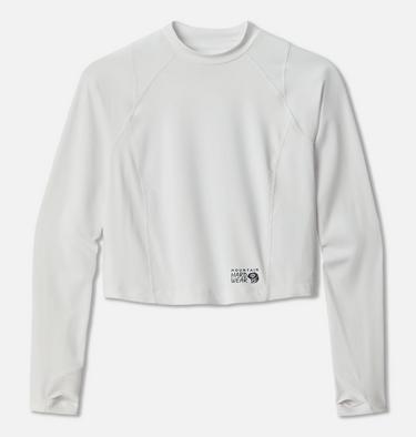 Women's Crater Lake Long Sleeve Crop, Color: Fogbank, image 15