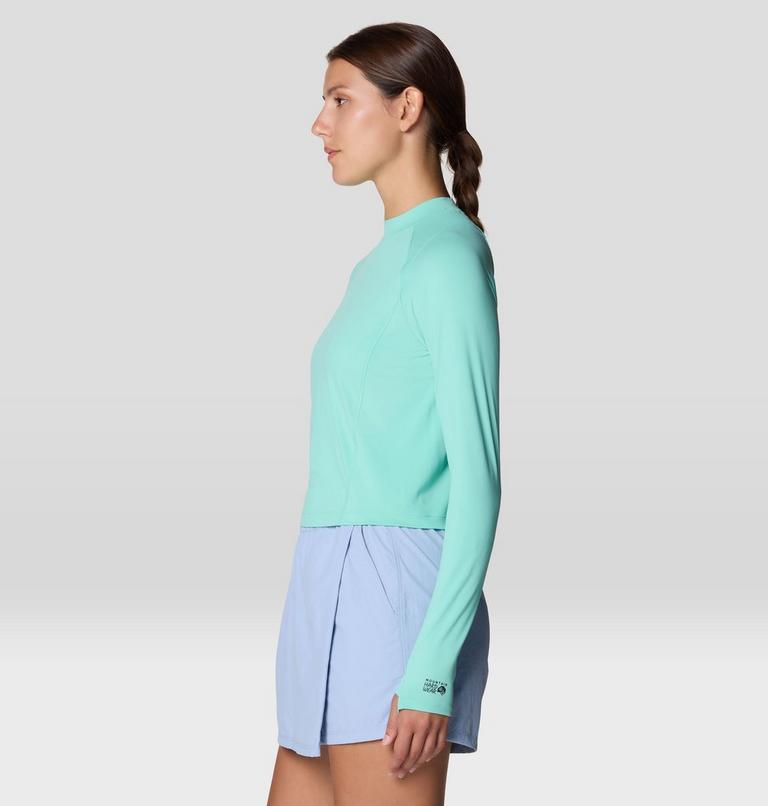 Women's Crater Lake Long Sleeve Crop, Color: Icy Teal, image 3