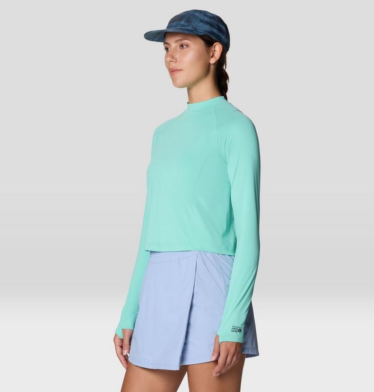 Women's Crater Lake Long Sleeve Crop, Color: Icy Teal, image 5