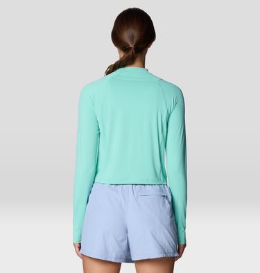 Women's Crater Lake Long Sleeve Crop, Color: Icy Teal, image 6