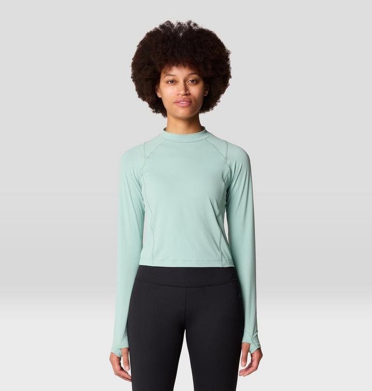 Women's Crater Lake Long Sleeve Crop, Color: Mineral Spring, image 1