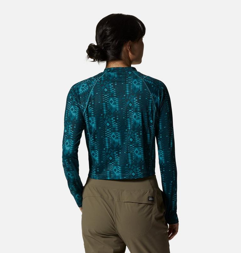 Women's Crater Lake Long Sleeve Crop, Color: Palisades Geos Print, image 2