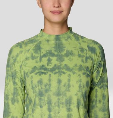 Women's Crater Lake Long Sleeve Crop Shirt, Color: Bright Lichen Shadowdye Print, image 8
