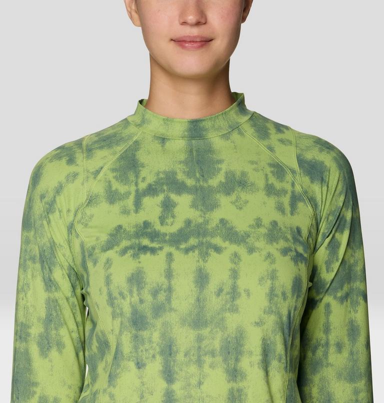 Women's Crater Lake Long Sleeve Crop Shirt, Color: Bright Lichen Shadowdye Print, image 4