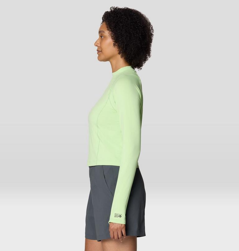 Women's Crater Lake Long Sleeve Crop, Color: Frozen In Lime, image 4