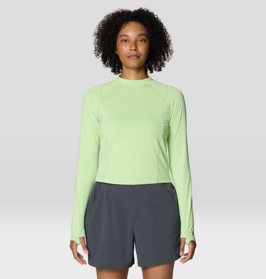 Women's Crater Lake Long Sleeve Crop, Color: Frozen In Lime, image 5