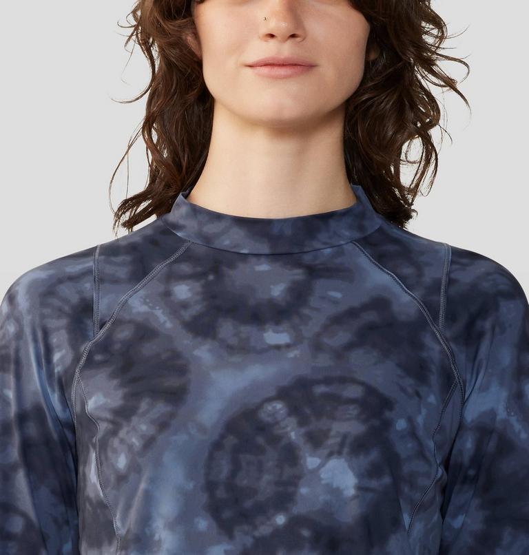 Women's Crater Lake Long Sleeve Crop, Color: Blue Slate Spore Dye Print, image 4