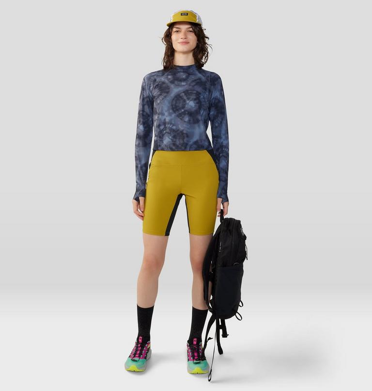 Women's Crater Lake Long Sleeve Crop, Color: Blue Slate Spore Dye Print, image 7