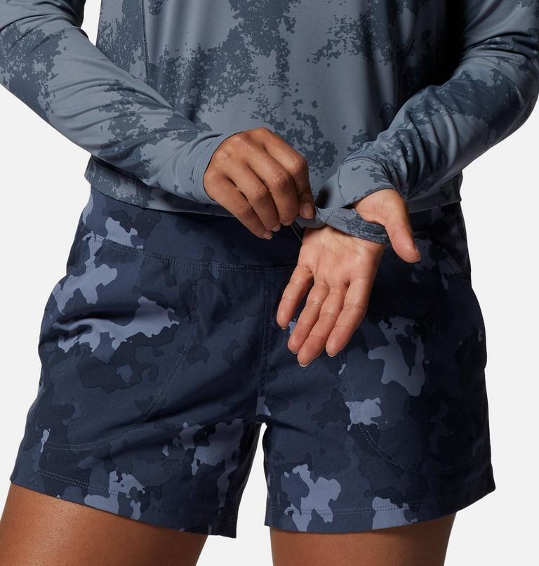 Women's Crater Lake Long Sleeve Crop, Color: Blue Slate Scattered Dye Print, image 5