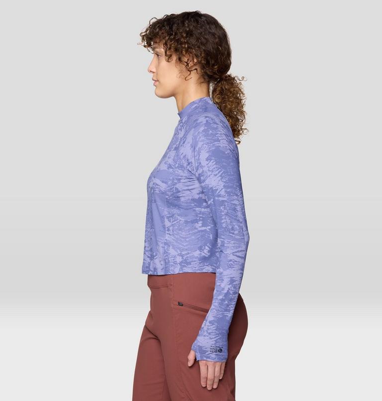 Women's Crater Lake Long Sleeve Crop, Color: Avid Inked Dye Print, image 4