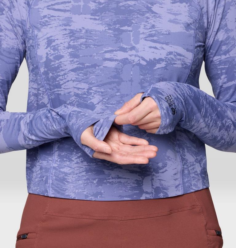 Women's Crater Lake Long Sleeve Crop, Color: Avid Inked Dye Print, image 6