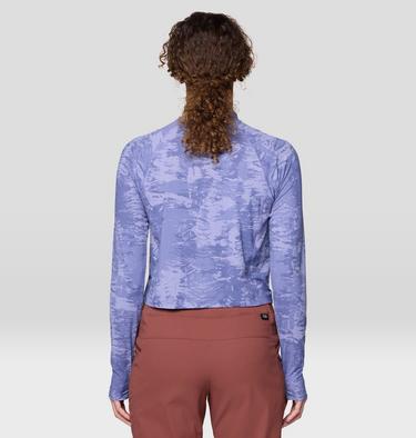 Women's Crater Lake Long Sleeve Crop, Color: Avid Inked Dye Print, image 7