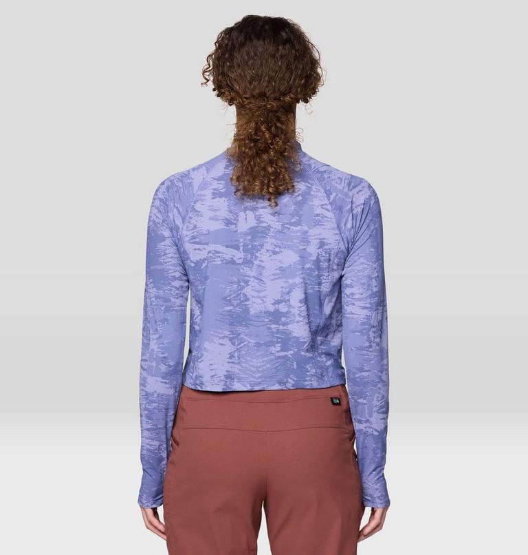 Women's Crater Lake Long Sleeve Crop, Color: Avid Inked Dye Print, image 3