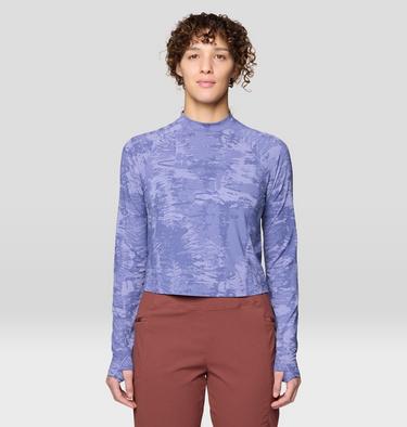 Women's Crater Lake Long Sleeve Crop, Color: Avid Inked Dye Print, image 5