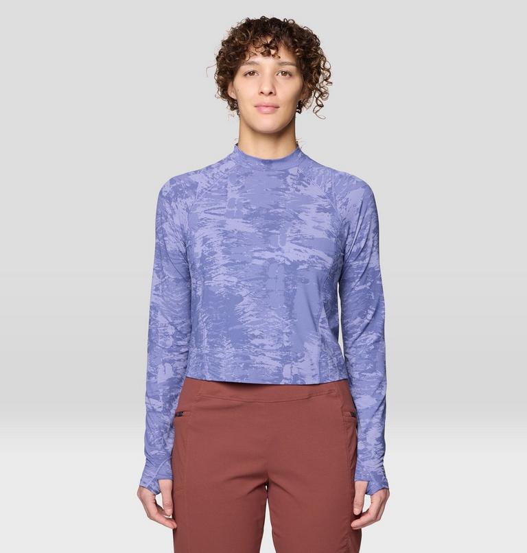 Women's Crater Lake Long Sleeve Crop, Color: Avid Inked Dye Print, image 1