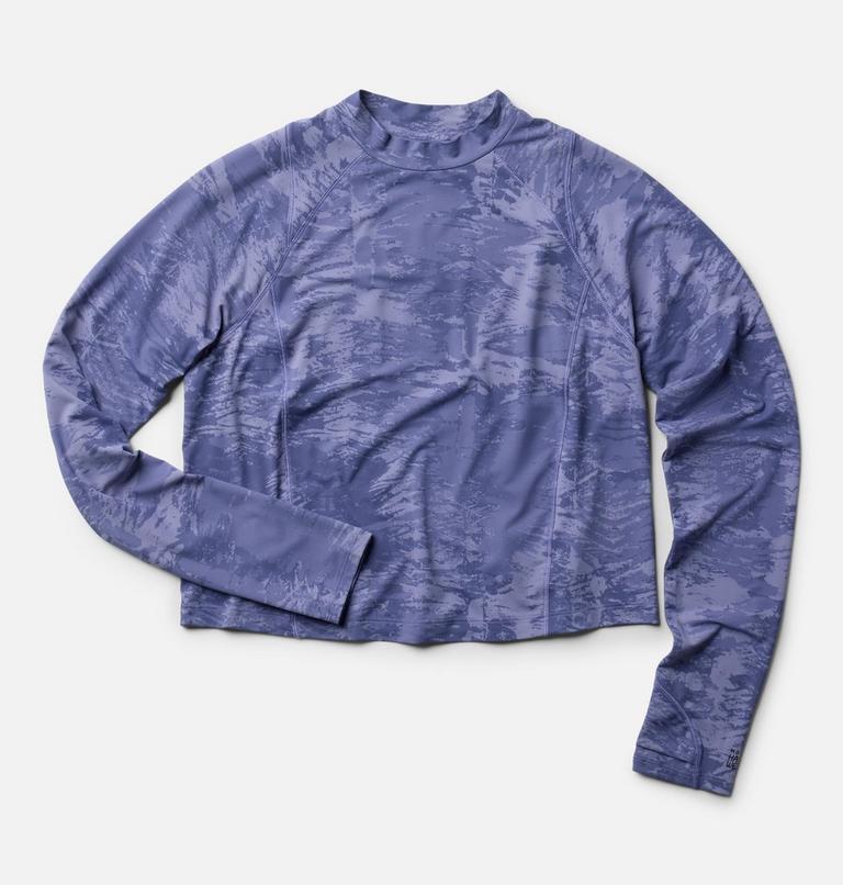 Women's Crater Lake Long Sleeve Crop, Color: Avid Inked Dye Print, image 2