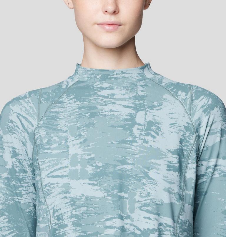 Women's Crater Lake Long Sleeve Crop, Color: Blue Sage Inked Dye Print, image 6