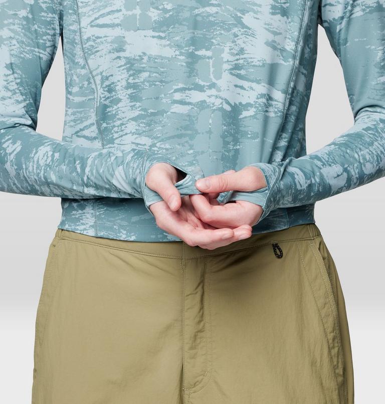 Women's Crater Lake Long Sleeve Crop, Color: Blue Sage Inked Dye Print, image 7