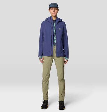 Women's Crater Lake Long Sleeve Crop, Color: Lapis Dusk Spore Dye Print, image 6