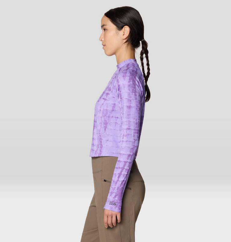 Women's Crater Lake Long Sleeve Crop, Color: Harbor Violet Prismatic Print, image 4