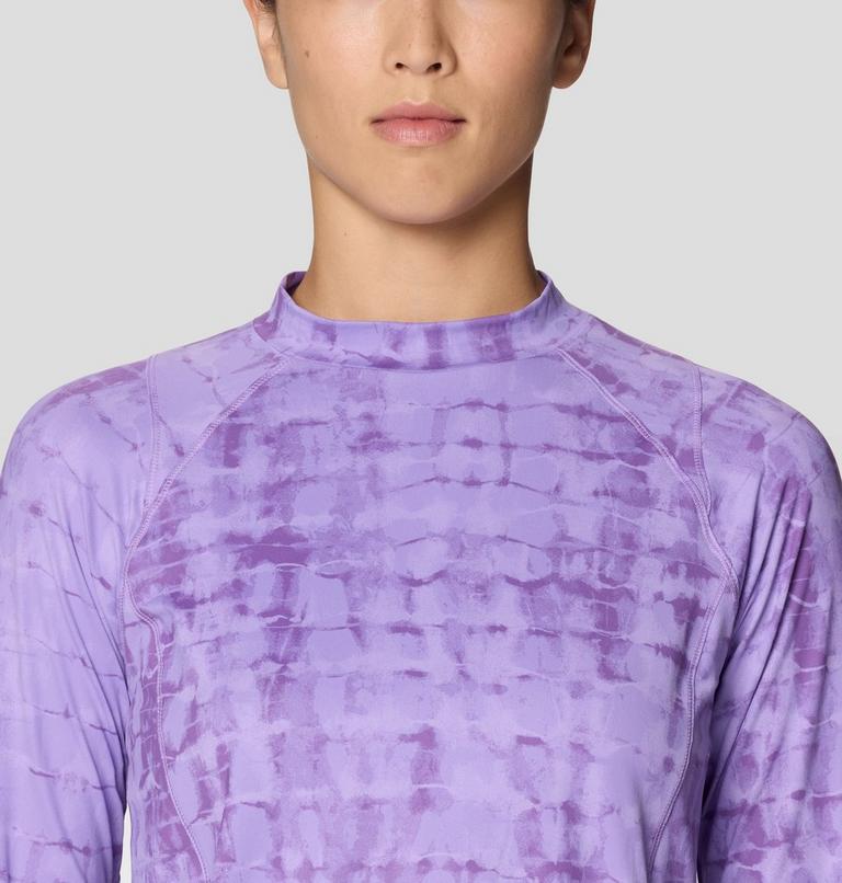 Women's Crater Lake Long Sleeve Crop, Color: Harbor Violet Prismatic Print, image 5