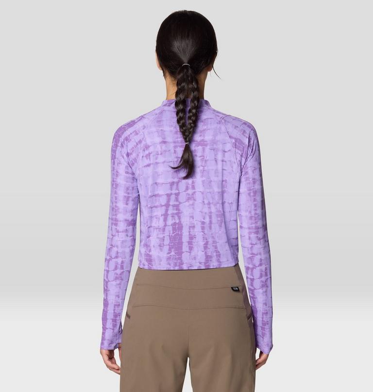 Women's Crater Lake Long Sleeve Crop, Color: Harbor Violet Prismatic Print, image 3