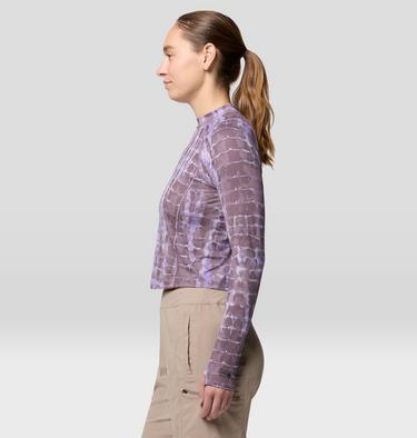 Women's Crater Lake Long Sleeve Crop, Color: Purple Sage Prismatic Print, image 12