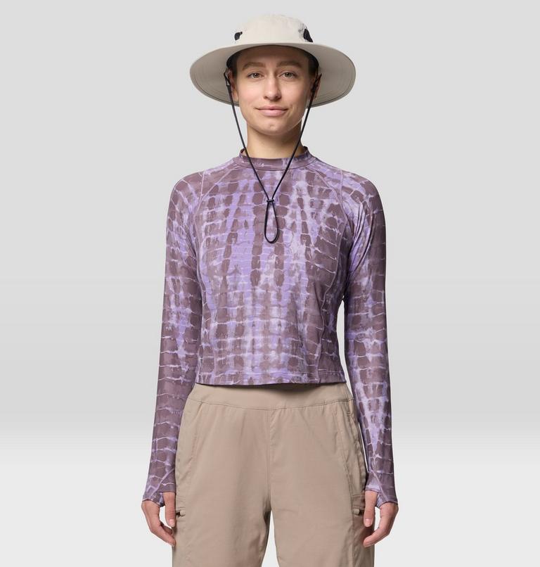 Women's Crater Lake Long Sleeve Crop, Color: Purple Sage Prismatic Print, image 5