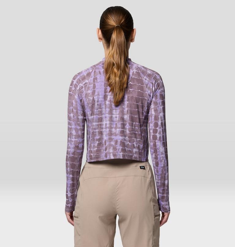 Women's Crater Lake Long Sleeve Crop, Color: Purple Sage Prismatic Print, image 3