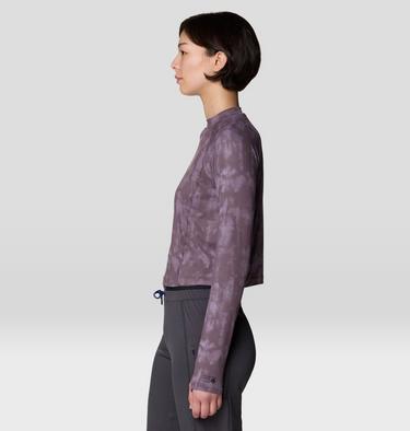 Women's Crater Lake Long Sleeve Crop Shirt, Color: Purple Sage Shadowdye Print, image 12