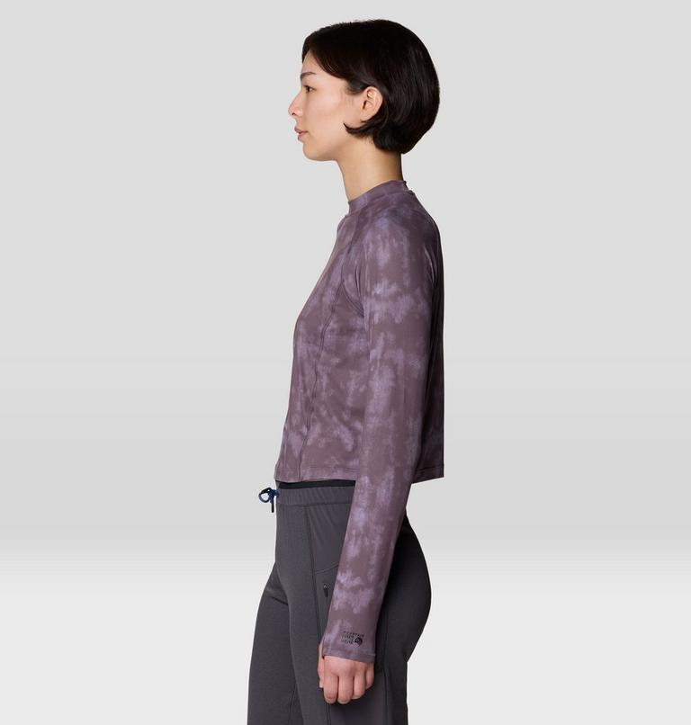 Women's Crater Lake Long Sleeve Crop Shirt, Color: Purple Sage Shadowdye Print, image 4