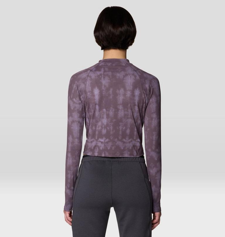 Women's Crater Lake Long Sleeve Crop Shirt, Color: Purple Sage Shadowdye Print, image 3