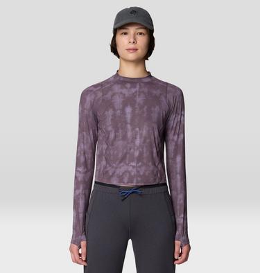Women's Crater Lake Long Sleeve Crop Shirt, Color: Purple Sage Shadowdye Print, image 9