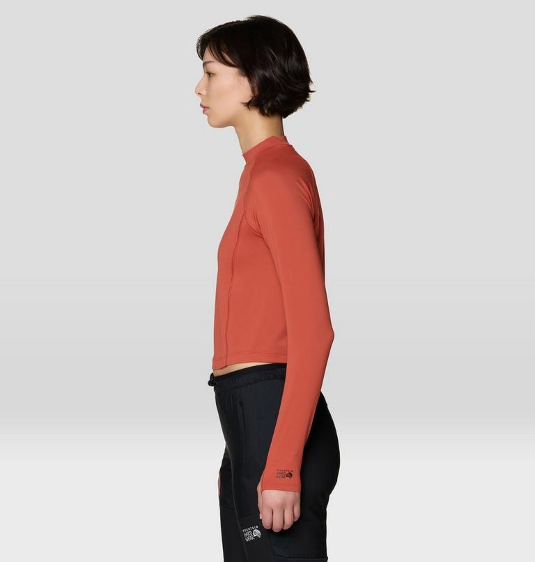 Women's Crater Lake Long Sleeve Crop Shirt, Color: Mars Red, image 4