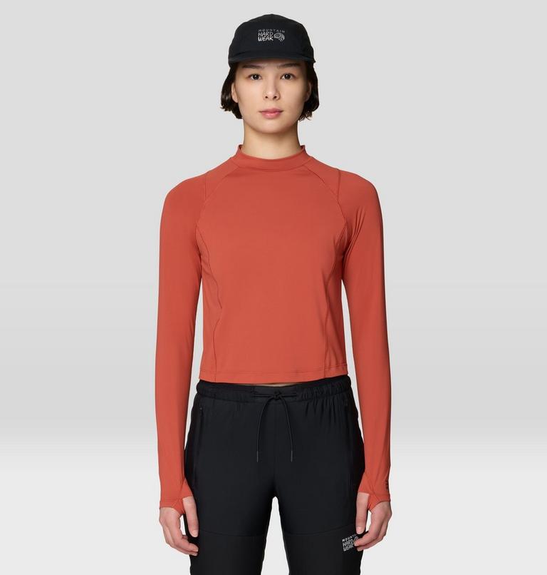 Women's Crater Lake Long Sleeve Crop Shirt, Color: Mars Red, image 1