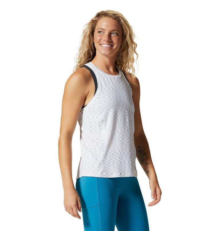 Women's Crater Lake Tank, Color: Fogbank Checks Print, image 5
