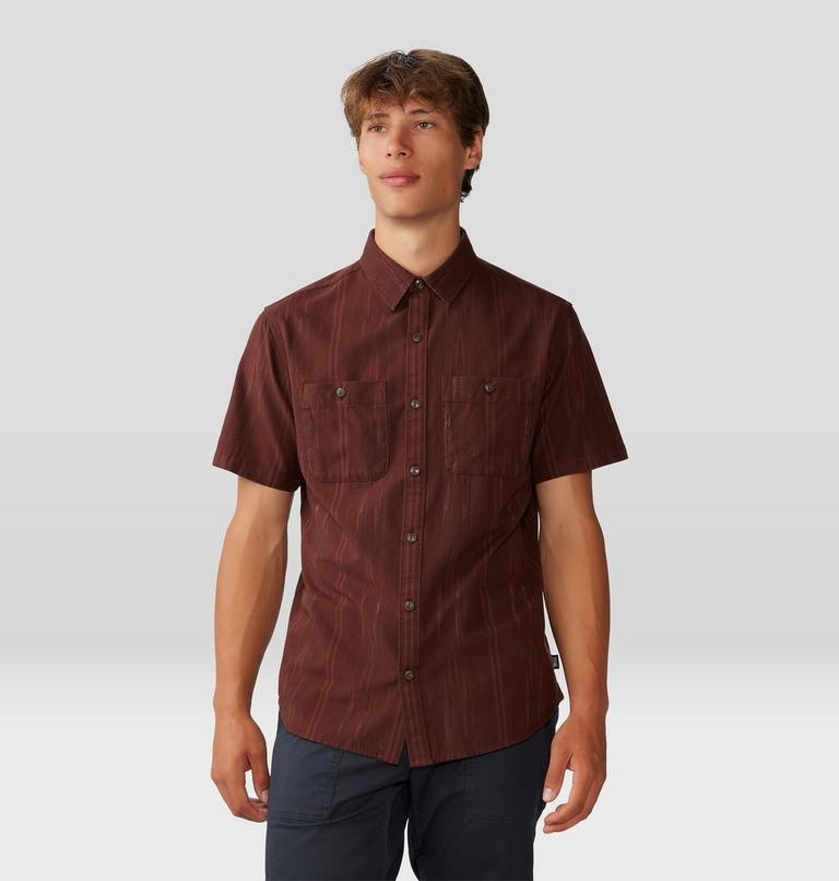 Men's Grove Hide Out Short Sleeve Shirt, Color: Woodsmoke Brown Ikat, image 6